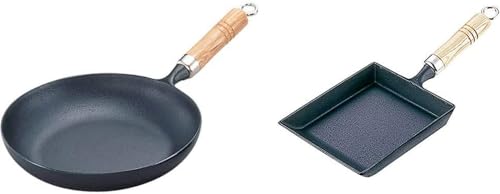 岩鋳 Iwachu オムレツパン24(木柄付) 黒焼付 内径23.5cm IH対応 フライパン 南部鉄器 24006