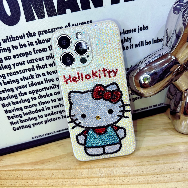 手作り iPhoneケース ハローキティ キラキラのラインストーン iPhone16/15/14/13/12/11ケース Plus Pro Max