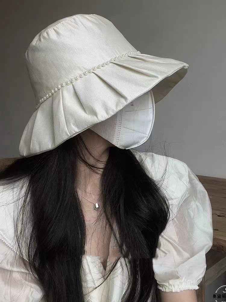 真珠の蓮の葉漁師帽日除け日焼け止め帽韓国ファッション