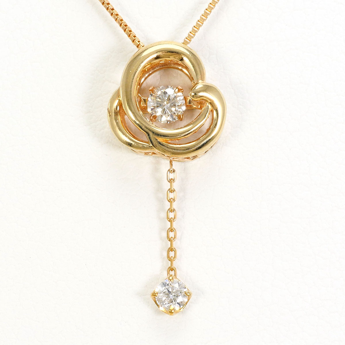 K18 18金 PG ピンクゴールド ネックレス ダイヤモンド 0.13ct 総重量約2.0g 約40cm 中古