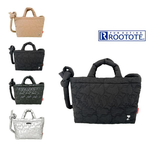 【ROOTOTE】8450 IP.BR.quilt.Peanuts-0N トートバッグ 斜め掛け 手持ち スヌーピー かわいい 普段使い 使いやすい レディース ギフト ブラック