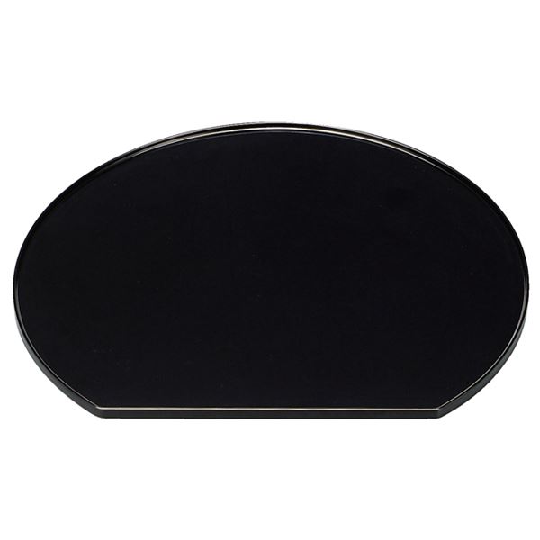 尺3 浅渕半月盆/トレー (黒漆塗 木) 392×348×10mm 木製 日本製 (和食 レストラン 居酒屋 店舗 お店)