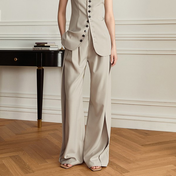 (·ω·)YY_オールドマネースタイルパンツ_ライトグレー