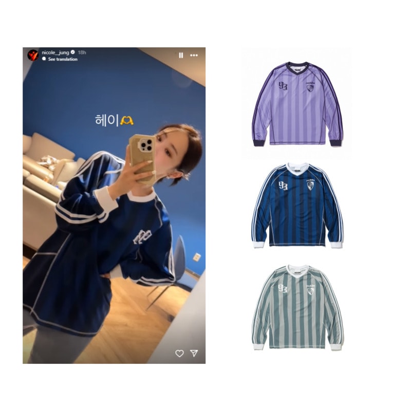 [KARA ニコル 着用] 93 フットボール ジャージ ロングスリーブ 3color / 韓国アイドル / オーバーサイズ / ユニセックス / ブロックコア / ビッグサイズ