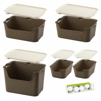 収納ケース katasu（カタス） ハコ 5個セット（Sx2/Mx2/Lx1） キャスター付き ブラウン/ホワイト