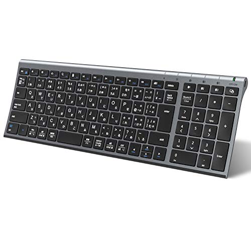 iClever キーボード Bluetooth ワイヤレス キーボード 無線 日本語JIS配列 3台同時接続可能 テンキー付き フルサイズ 超薄型 キーボード 静音設計 Type-C充電式 コンパクト