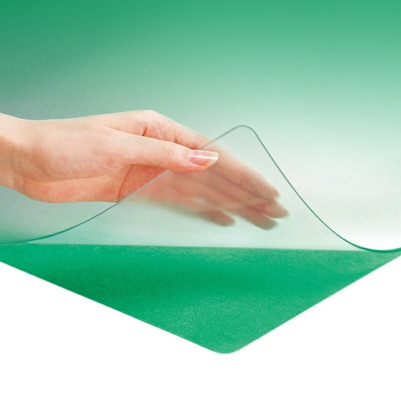 【送料無料！】プラス(PLUS)デスクマット ななめカットデスクマット 塩ビ OAタイプ 下敷付 グリーン DM-106MW　41-340