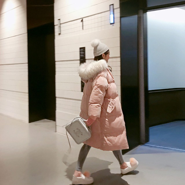フード毛ベルベットロングパディングkorean fashion style フード毛ベルベットロングパディングkorean fashion style