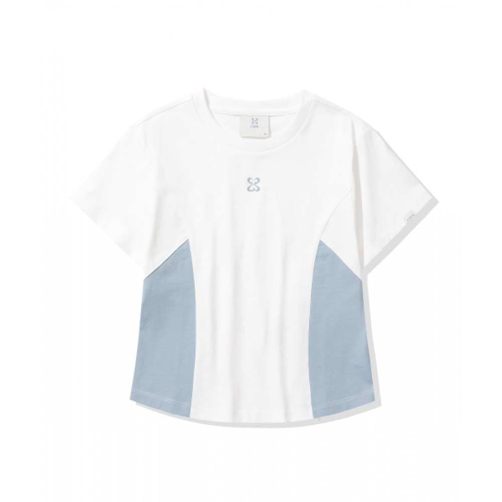 CODEGY (女性) ラインクロップショートスリーブ Tシャツ_オフホワイト