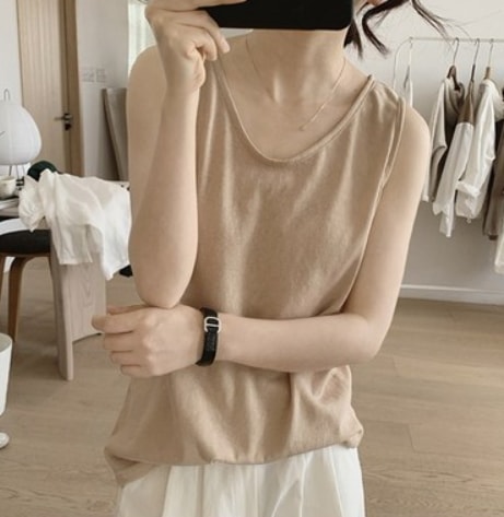 トップス デート モテアイテム タンクトップ インナー ノースリーブ シースルー 綿 コットン 大人可愛い きれいめ 上品 おしゃれ かっこいい 大人可愛い ラブリー キュート ガーリー クール