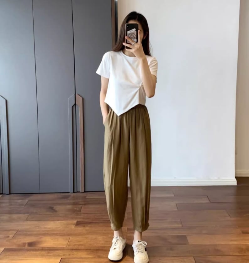 ボトムス デート モテアイテム クロップドパンツ ジョガーパンツ ハイウエスト コットン 大人可愛い きれいめ 上品 おしゃれ かっこいい 大人可愛い ラブリー キュート ガーリー クール モード系 5,863円