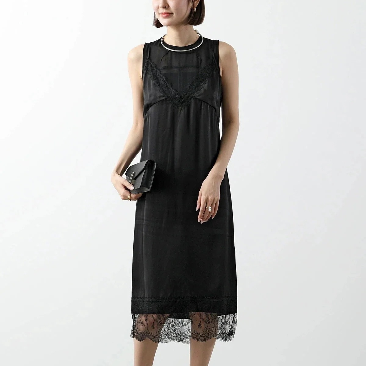 N21 ヌメロヴェントゥーノ ワンピース H081 5266 レディース ドレス レース シースルー ノースリーブ 膝下丈 ロゴ 9000 【mega】