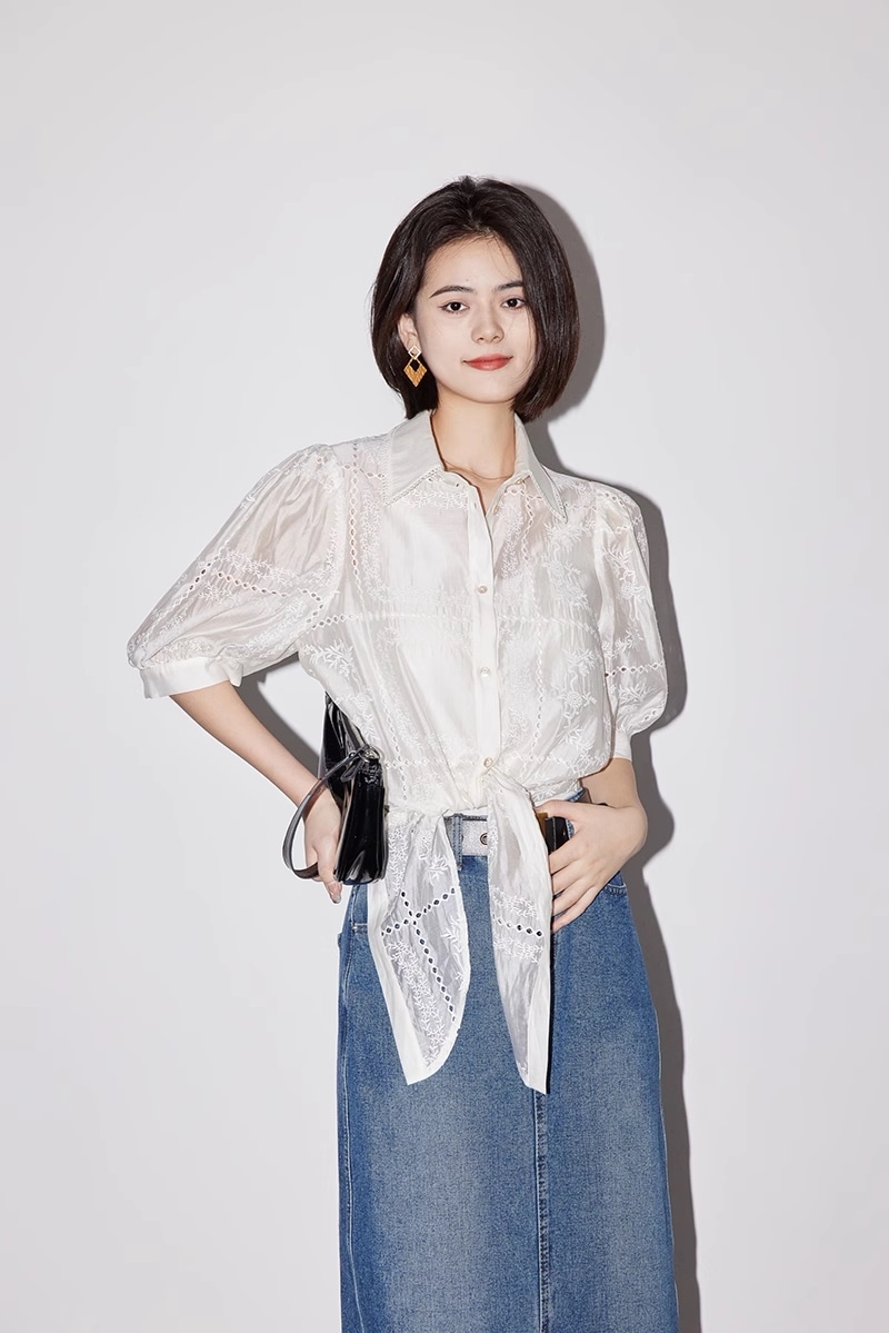 ロマンチック シャツ 女性 デザイン 通気性 通勤 半袖 トップ 個性的 トップス シャツ 白トップス 袖あり 5分袖 五分袖 襟付き 大人可愛い カジュアル 大人 上品 おしゃれ お洒落 大人女子 14,364円