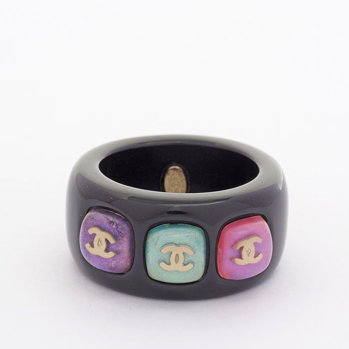 【美品】シャネル トリプルココマーク マルチカラー 樹脂/プラスチック 【指輪】