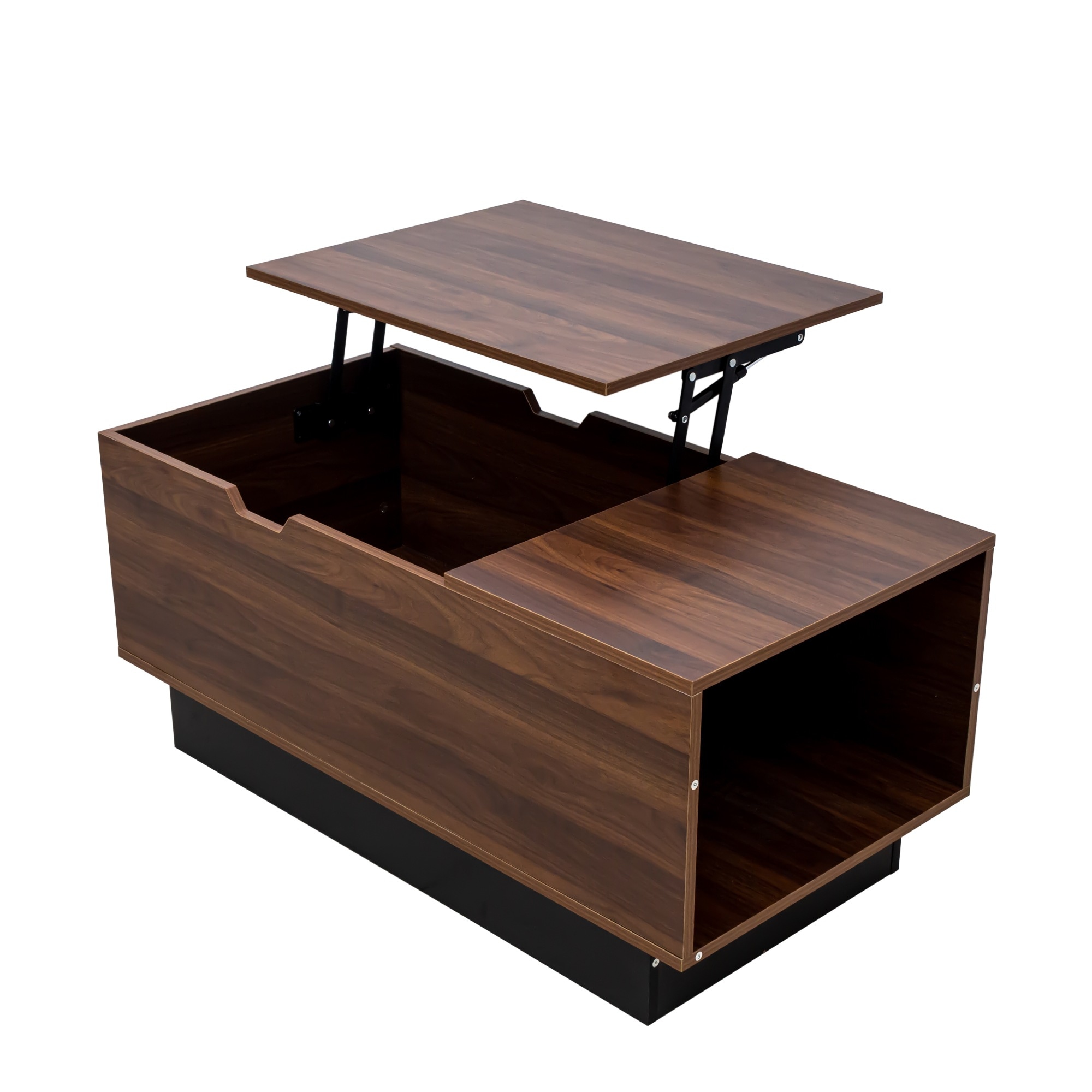 【大好評！最安値挑戦!】コーヒーテーブル 天板昇降式 高さ調整 ローテーブル リビングテーブル 収納テーブル 収納棚付き 簡単開閉 大容量 おしゃれGG4147 Brown Particle Boar