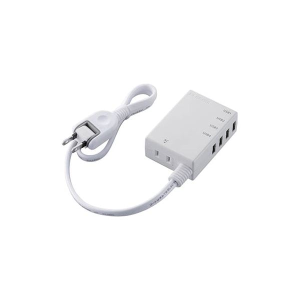 (5個セット) エレコム USBタップ/USBメス×4/AC×1/ケーブル60cm/3.1A/ホワイト MOT-U06-2144WHX5