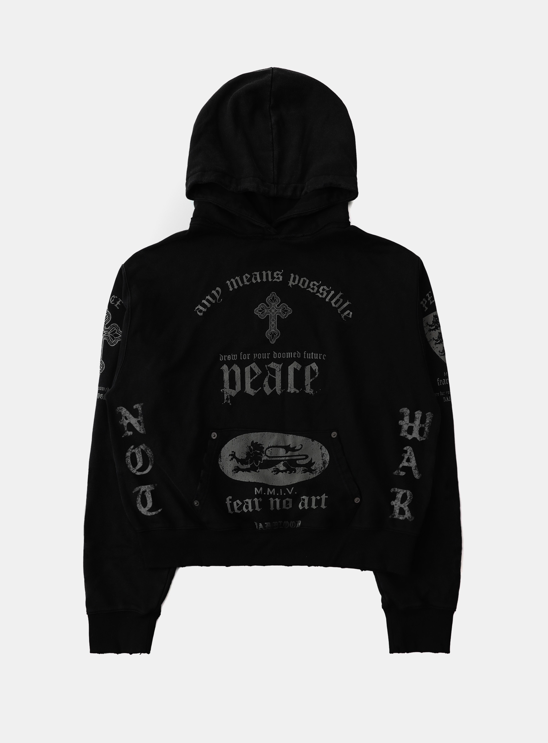【BADBLOOD】 25FW PEACE NOT WAR HOODIE : DUSTY BLACK