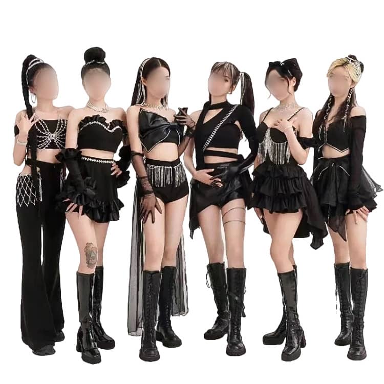 レディース JAZZ 黒 ダンス衣装 上下セット HIPHOP 演出服レディースファッション スーツ
