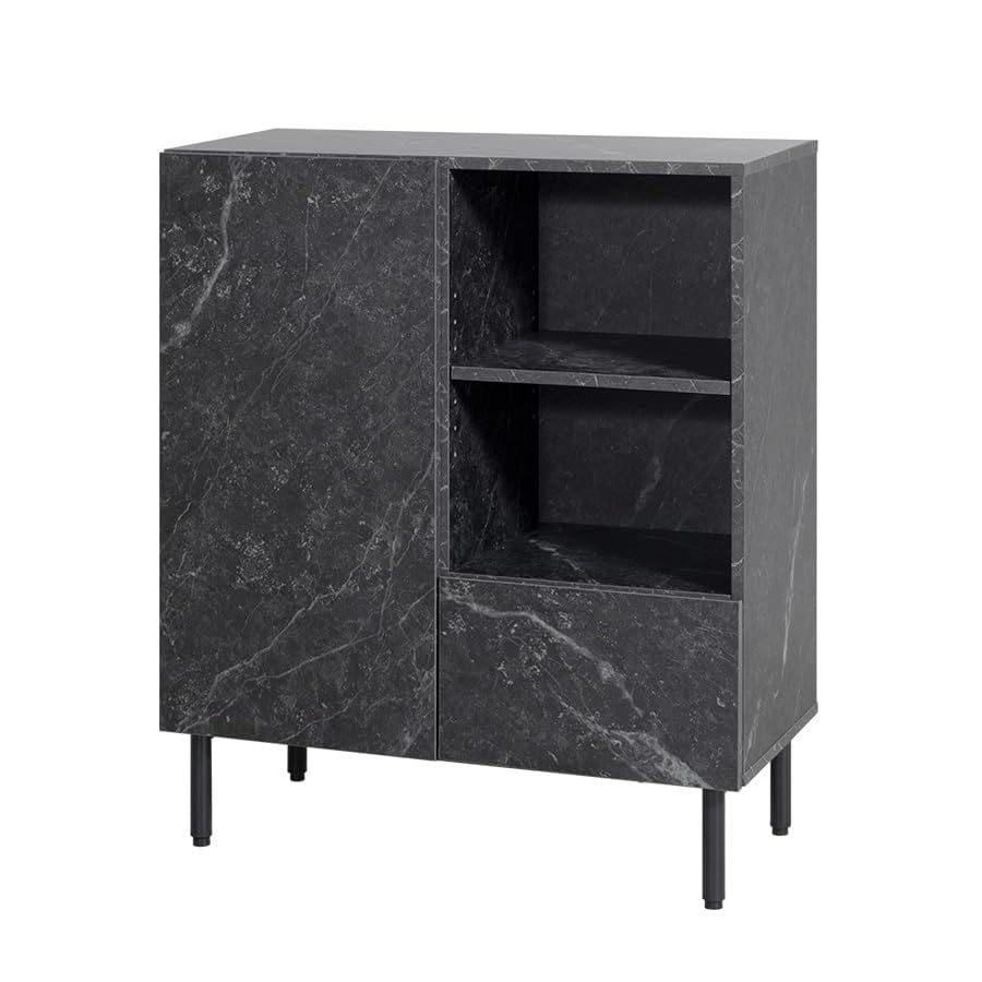 キャビネット サイド チェスト ラック 大理石柄 収納 マーブルホワイト 159030