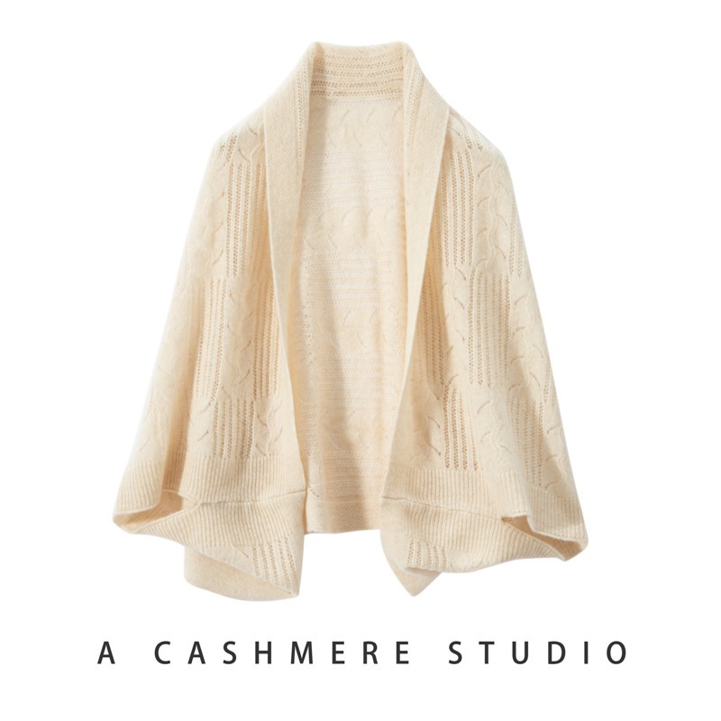 100純ヤギ絨毛肩マフラー二合一ファッションマント車空ジャカード民族風ニット外付け