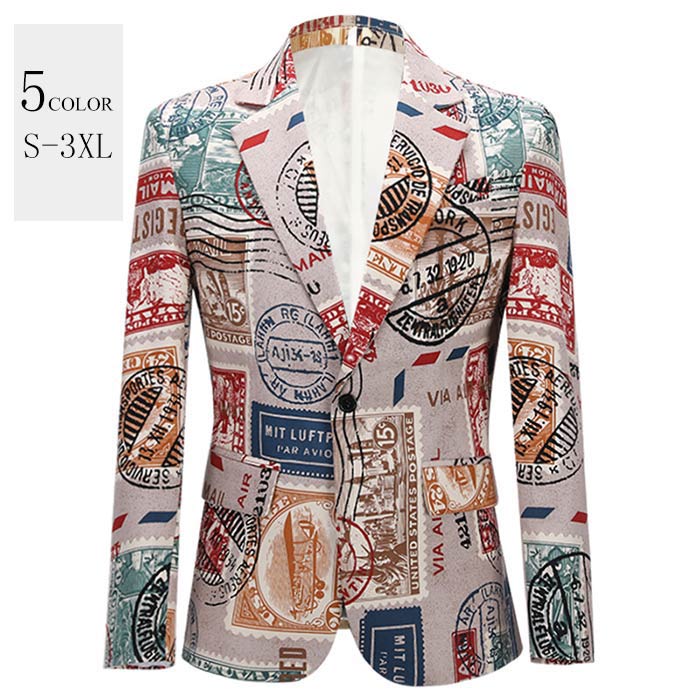 ジャケット メンズ 男性 ステージジャケット 個性的なプリント 舞台 ステージ衣装 男性用 スーツジャケット カラオケ衣装 派手 おしゃれ 結婚式 パーティー イベント 忘年会 新年会 司会 発表会