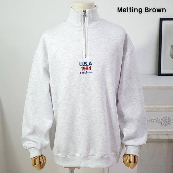 メンズハーフジップスウェットシャツ　男性用ハーフジップカラーTシャツ