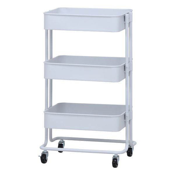 キッチンワゴン バスケット３段 ホワイト LX-0306-3