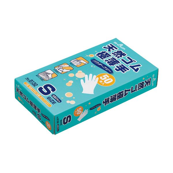 （まとめ） ショーワグローブNo.8132 天然ゴム極薄手 パウダーフリー S ナチュラル #8132-S 1箱（50枚） (×5セット)