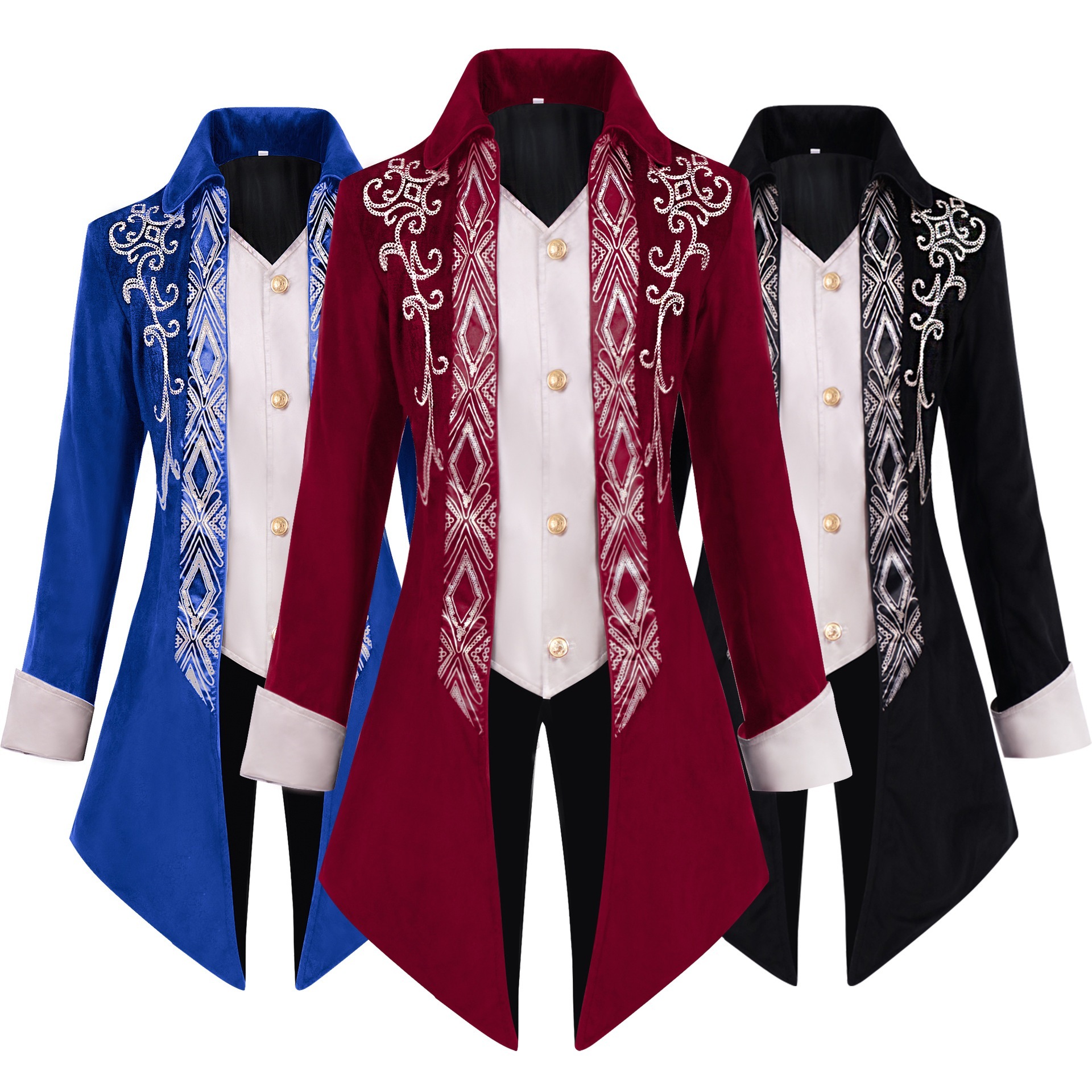 ジャケット ロング丈 王子様 タキシード 燕尾服 ステージ衣装 舞台衣装 ダンス衣装 ハロウィン コスプレ 仮装 衣装 カラオケ衣装 中世 ヨーロッパ ハロウィン クリスマス 学園祭 文化祭 忘年会