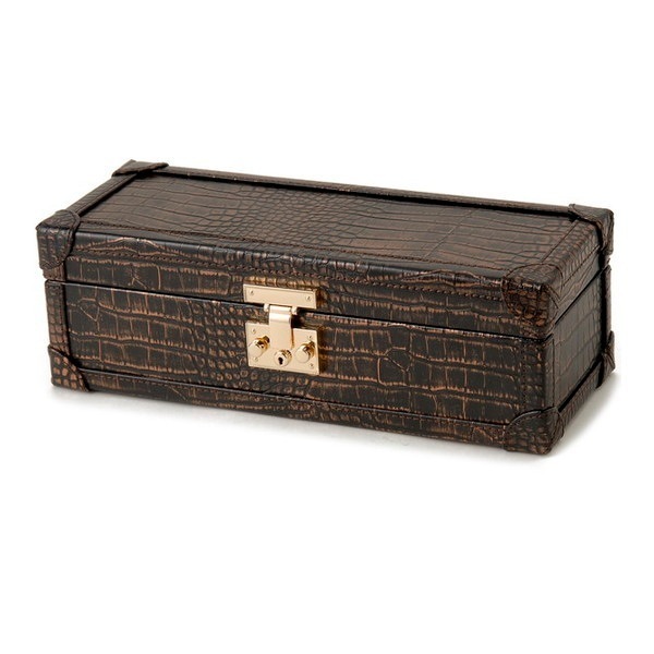 Royal hausen ロイヤルハウゼン 腕時計収納ケース 牛革クロコ型押し ブラウン SWB001-4 ウォッチケース 牛革製4本収納