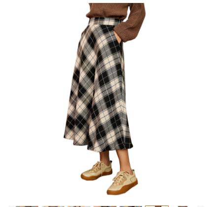 スカートハイウエスト薄い格子縞のスカート布のスカートとスカート