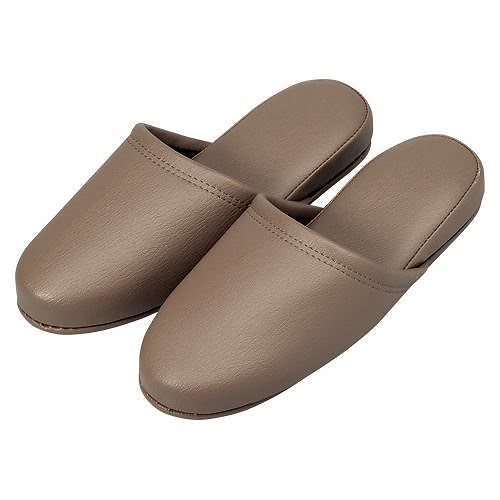 （まとめ買い）オーミケンシ 抗菌レザー調スリッパ10足キャメルブラウ 36036 （10P） 00069836 [x3]