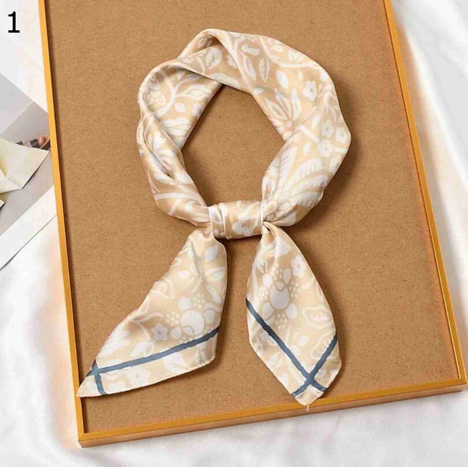 【20%OFFクーポン～】フラワープリントレディース春秋スカーフガールズエレガント多機能カジュアルスモールスクエアヘッドスカーフ スカーフ (Color : Beige Size : 70x70c