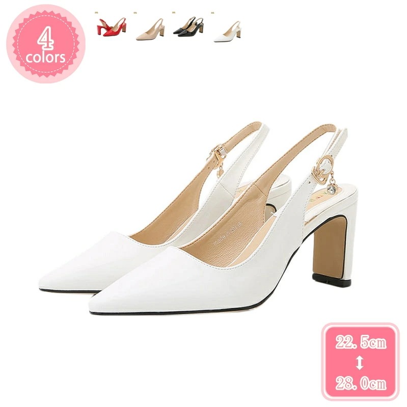 777円OFFクーポン 走れるパンプス ストラップ チャンキーヒール ポインテッドトゥ パンプス ハイヒール 7.5cm ストラップ レディース セクシー フォーマル 靴 美脚 太めヒール サンダル