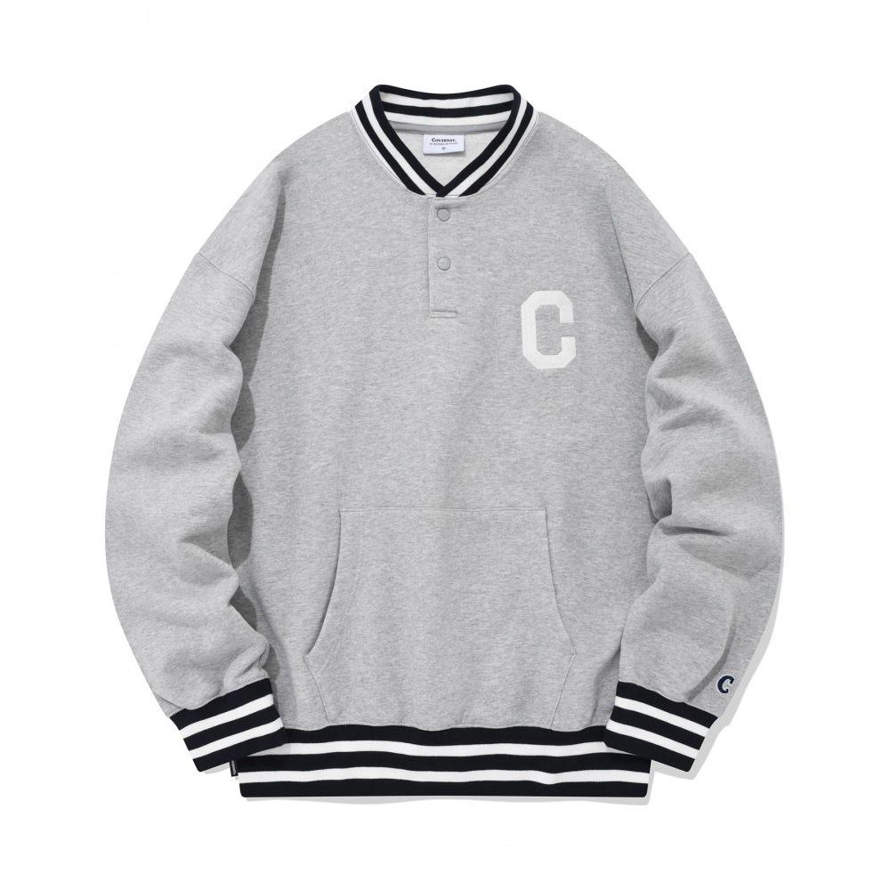 COVERNAT C ロゴオーバーフィットバーシティスウェットシャツメランジグレー