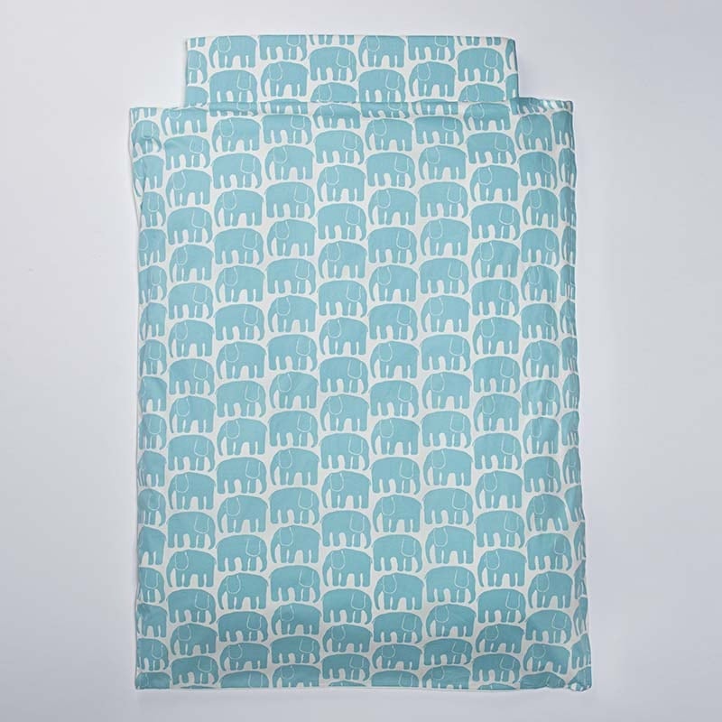 ベビー布団セット 日本製 洗える 5点セット 国産 かわいい 北欧 モダン Finlayson ゾウ ブルー 青 総柄 速乾 LF59282010 FI9661