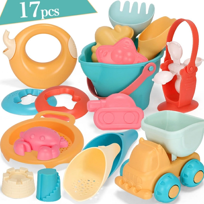 17点お砂場セット 雪遊びおもちゃ 砂遊び 水遊び 知育玩具 おすすめ カラフル柔らかい 安全無毒 エコ カワイイ お風呂用 オモチャ 子供 室内用 屋外用 お家で 外遊び 砂場遊び 海 潮干狩り公園