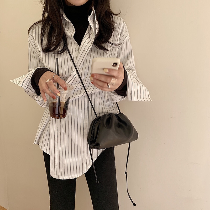 トップス シャツ ブラウス 不規則丈 袖あり 長袖 Vネック 襟付き アシンメトリー 前開き かわいい 大人可愛い きれいめ カジュアル 上品 おしゃれ お洒落 かっこいい 大人女子 こなれ感 ラフ