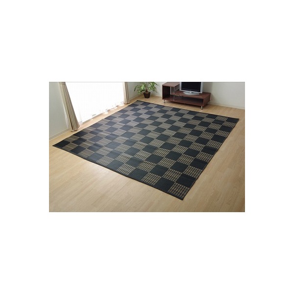 1090280032002 ラグ 洗える PPカーペット ウィード ブラック 本間8畳 約382×382cm メーカー直送 10,238円