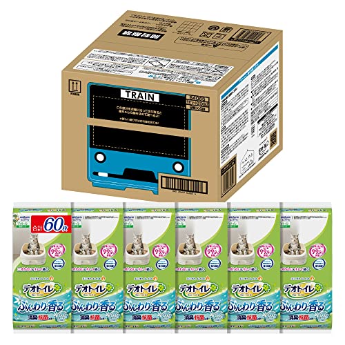 【Amazon.co.jp限定】 デオトイレ 猫用 シート 消臭抗菌シート ナチュラルガーデンの香り 60枚（10枚6袋） おしっこ ペット用品 ユニチャーム