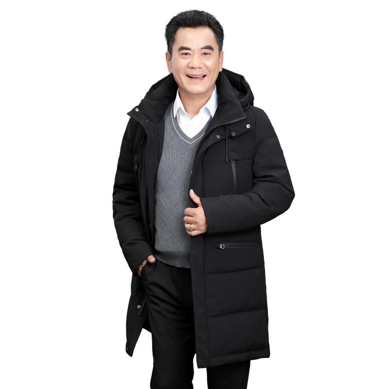 ブラック 上品 秋冬 保温 年寄り お父さん パパ ダウンジャケット フード付き スリム メンズ 中綿ジャケット 冬服 コート アウター 冬物 防寒 厚手 軽量