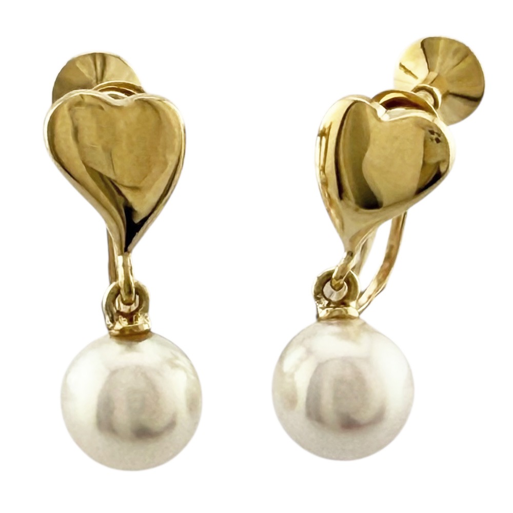 ミキモト イヤリング 18金 K18イエローゴールド アコヤパール MIKIMOTO 中古 美品