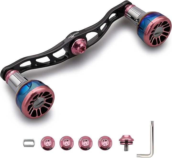 V2.0 105/115mm ベイト リール ハンドル 航空アルミ製 シマノ ダイワ アブガルシア 通用 Engn series(ブラック＆桜ピンク, V2.0 - 105mm) 8,131円