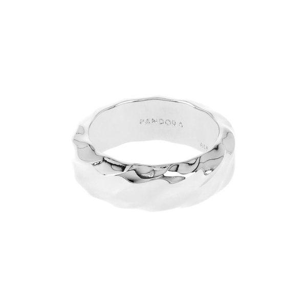 193886C00 リップルド ワイド バンド シルバー リング