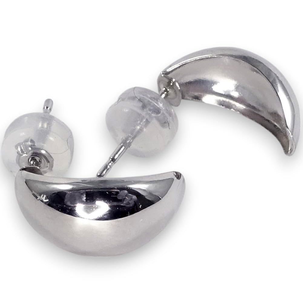 プラチナ 甲丸ピアス 縦12mm横幅7.0mmのボリューム シンプル定番 オールラウンド型