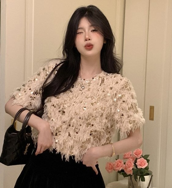 個性的 トップス カットソー ショート ショート丈 半袖 ボリューム袖 ラウンドネック ワイド かわいい 大人可愛い おしゃれ お洒落 大人可愛い 大人女子 ラブリー キュート ガーリー ルーズ