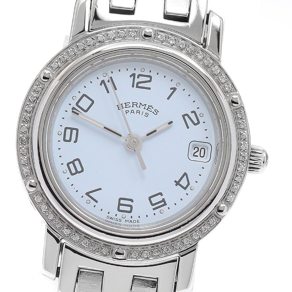エルメス HERMES CL4.210 クリッパー アフターダイヤベゼル クォーツ レディース _935289【中古】