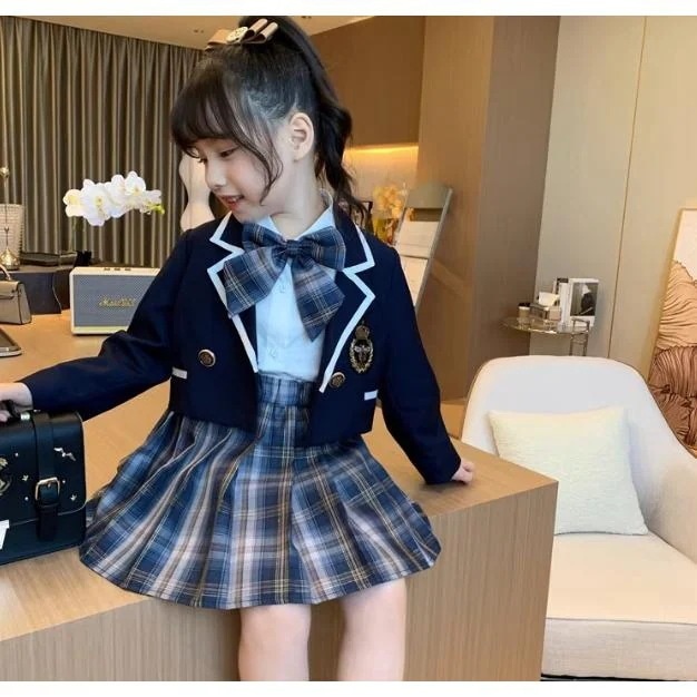 入学式 スーツ 女の子 小学生 卒業式 フォーマルセット 卒服 韓国 ジャケット チェック柄 スカートスーツ 子供 七五三 子供服 シャツ30%までに制限 5,449円