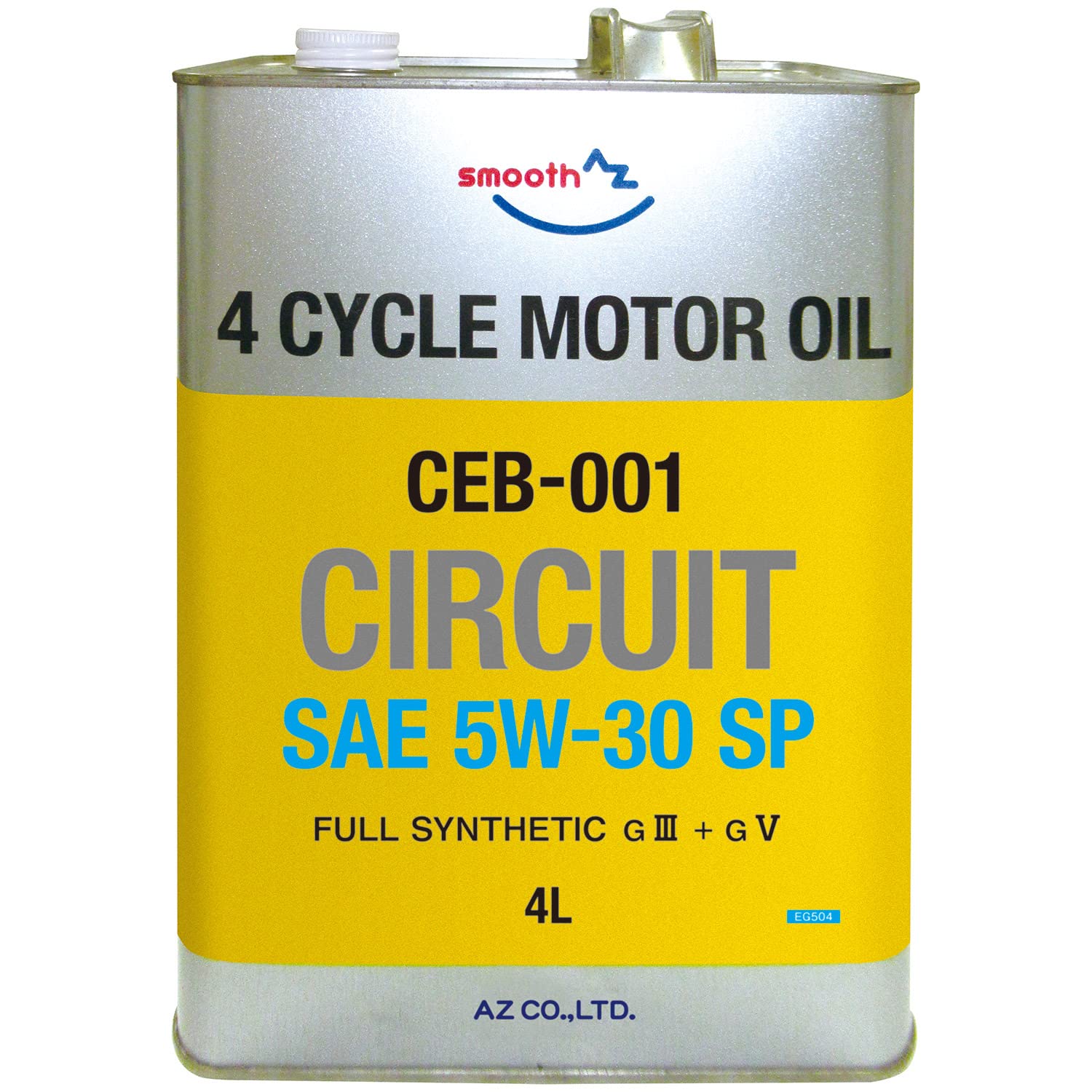 AZ(エーゼット) 車用 4サイクル エンジンオイル 5W-30 4L ［SP/GF-6A] 100%化学合成油 エステル配合 CEB-001
