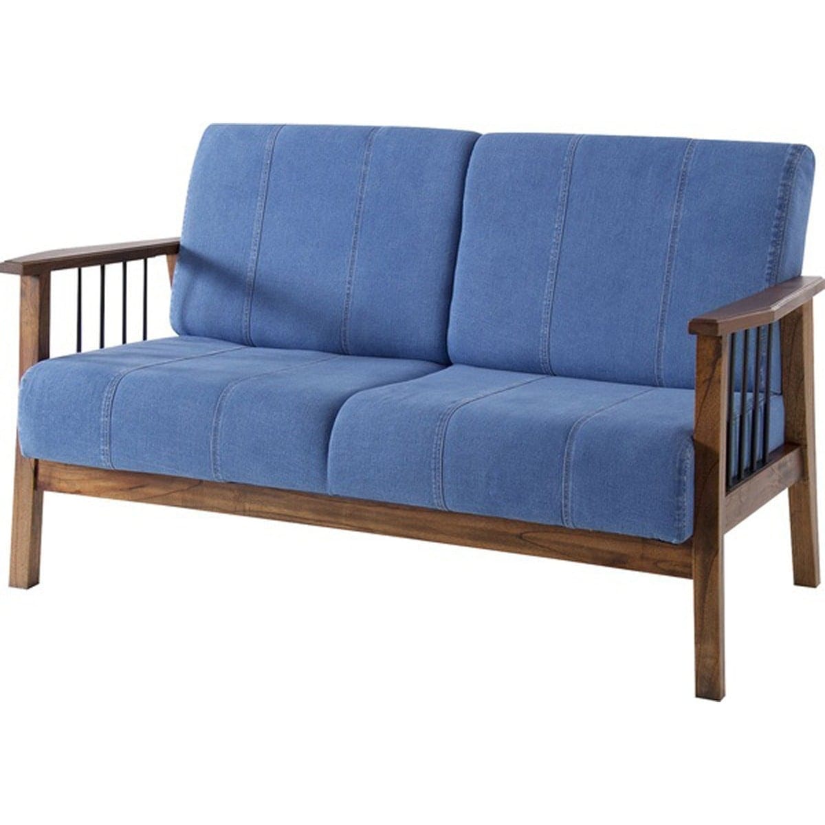 ソファ 2人掛 天然木 ミンディ ラッカー塗装 ウィービングベルト アイアン 粉体塗装 コットン